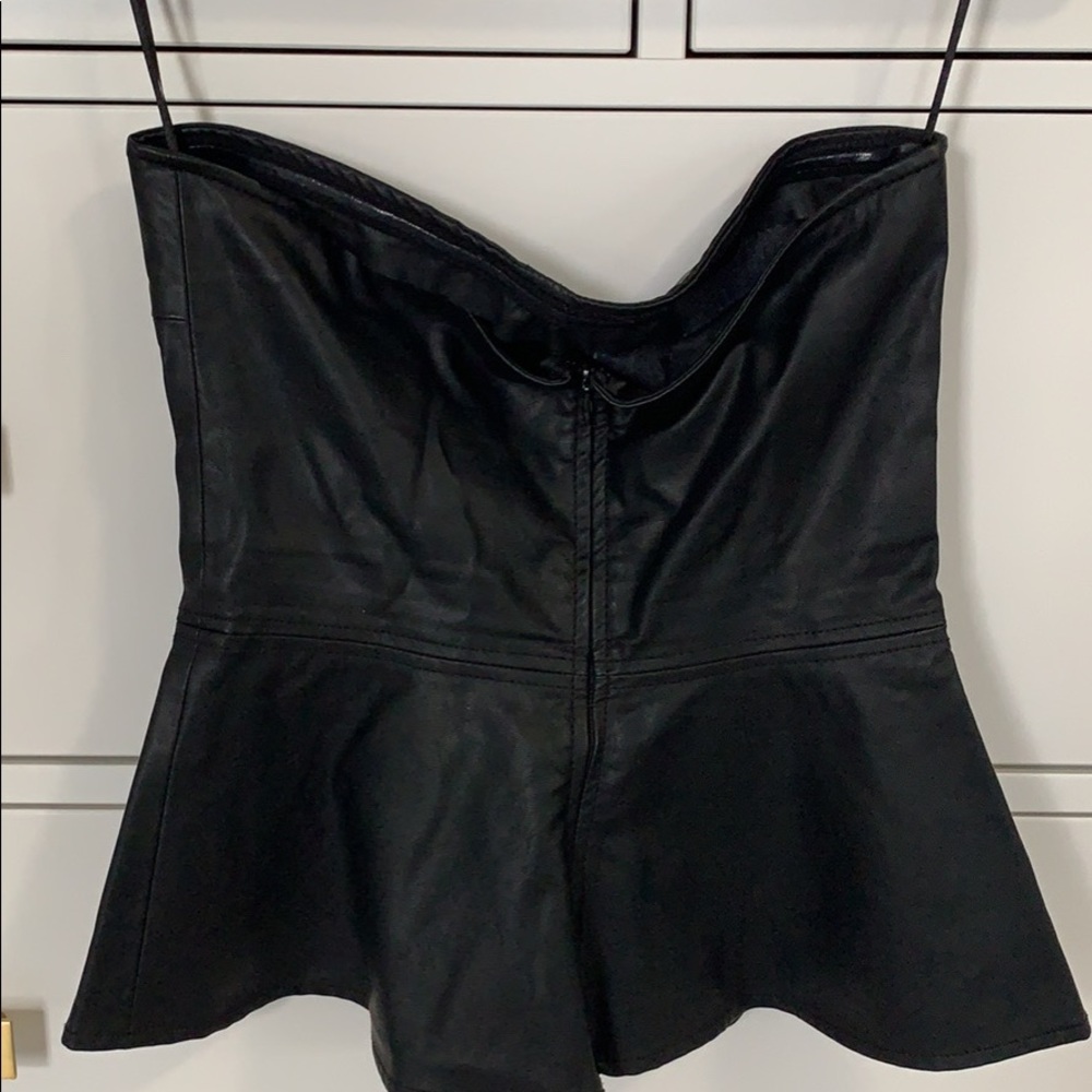 Top Shop faux leather black top